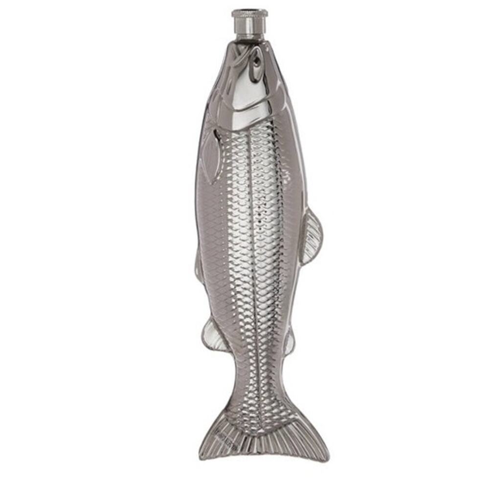 Kikkerland Stainless Steel Fisherman Outdoorsman Fish Flask